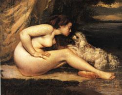 Gustave Courbet Nude with Dog Spain oil painting art